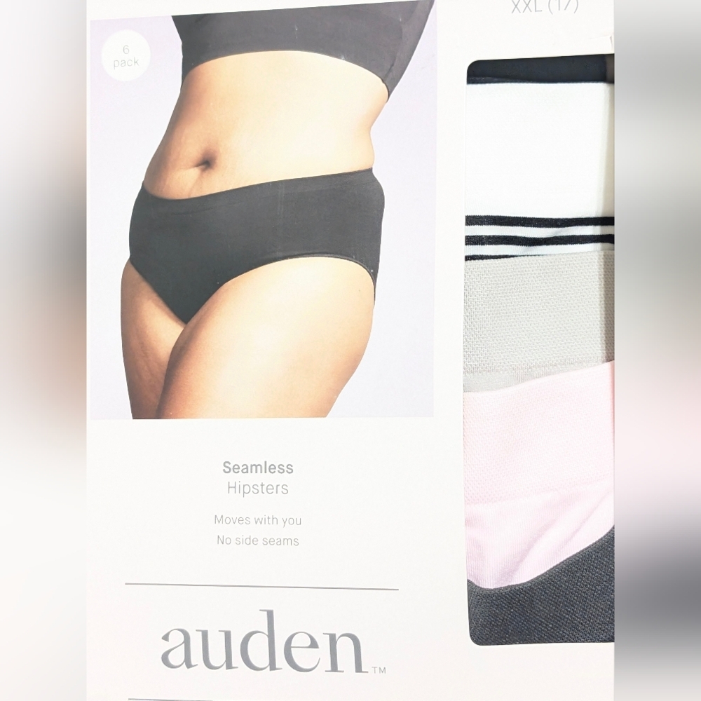 NWT Auden Women's 6pk Seamless Hipster Underwear XXL (17) Assorted Colors